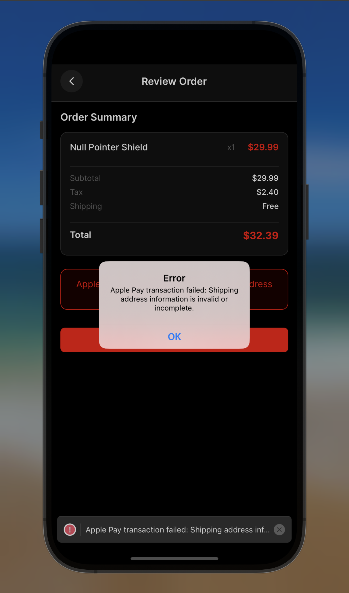 Apple Pay Error